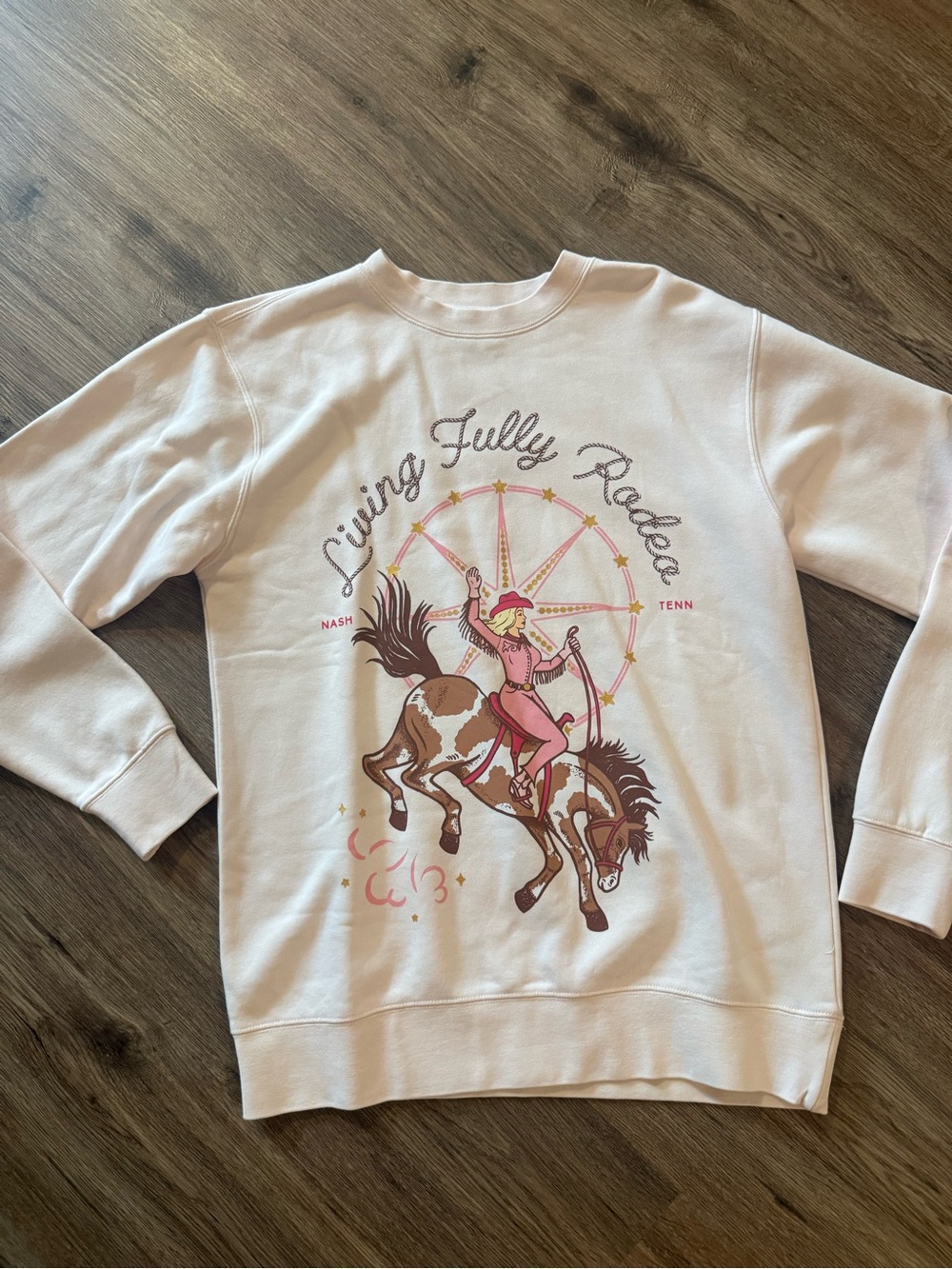 Living Fully Rodeo Graphic Sweatshirt - Cream/Pink